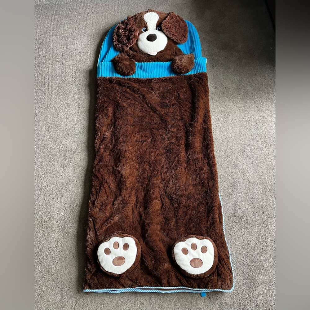 Hugfun Brown Dog Youth Fleece Sleeping Bag